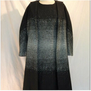 NEIMAN MARCUS two piece black herringbone shift dress & duster suit Size XL 16